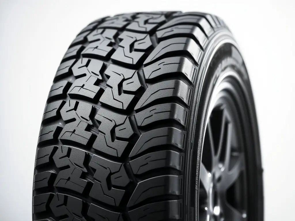 A close-up shot of a summer tire tread pattern, highlighting the unique design optimized for warm weather performance, with visible grooves for water evacuation and a sticky rubber compound for enhanced grip.